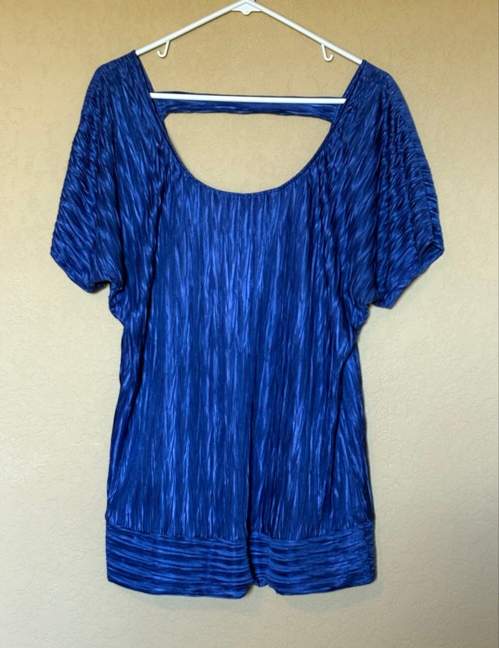 Maurices Blue Smocked Short Sleeve Bouse Womens Plus Size 1